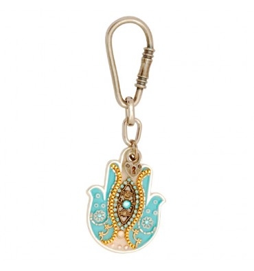 Light Blue Hamsa Key Ring by Ester Shahaf