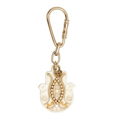 White Hamsa Key Ring by Ester Shahaf