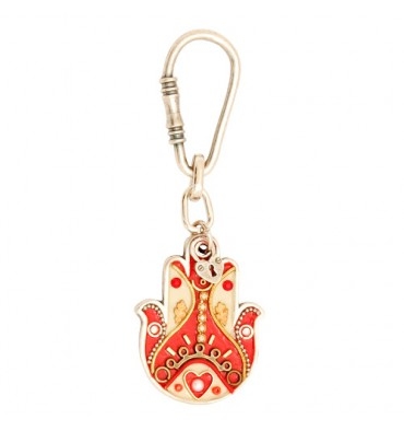 Red Heart Hamsa Key Ring by Ester Shahaf