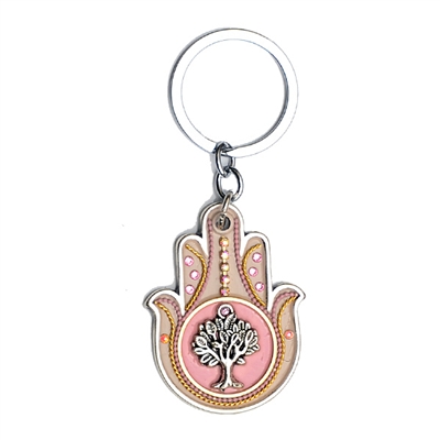 TREE OF LIFE PINK HAMSA KEYRING