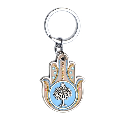 TREE OF LIFE BLUE HAMSA KEYRING