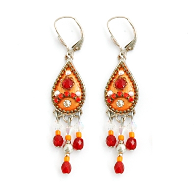 Orange Drop Silver Earrings