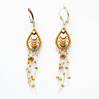 Golden Drop Silver Earrings