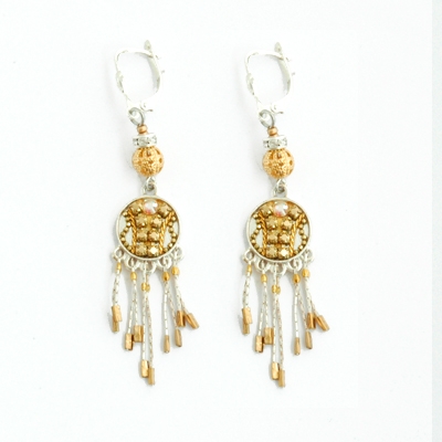 Golden Round Silver Earrings