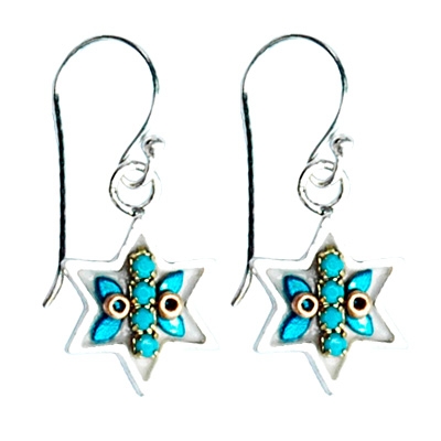 Turquoise Star of David Earrings by Ester Shahaf