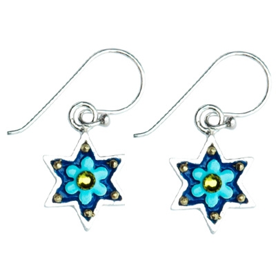 Flower Star of David Earrings by Ester Shahaf