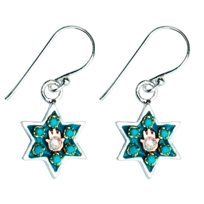 Hamsa Star of David Earrings by Ester Shahaf