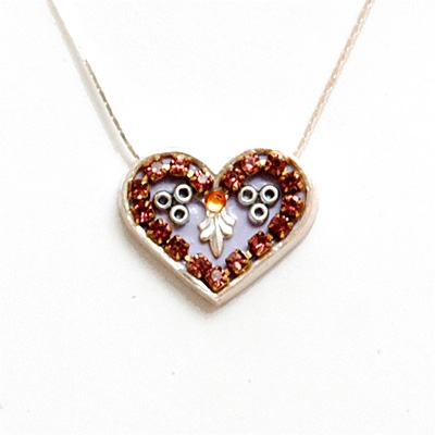 Purple Medium Silver Heart Pendant