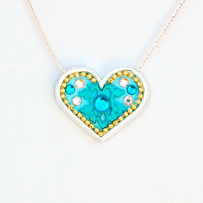 Turquoise Medium Silver Heart Pendant