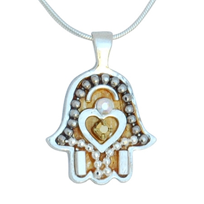 Golden Hamsa Necklace by Ester Shahaf