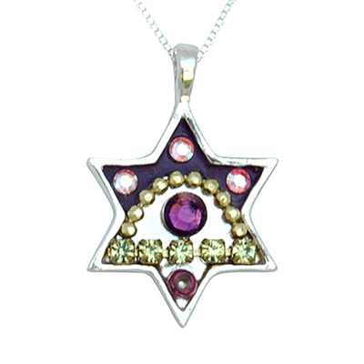 Purple Eye Star of David Necklace by Ester Shahaf