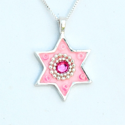 Pink Star of David Necklace by Ester Shahaf