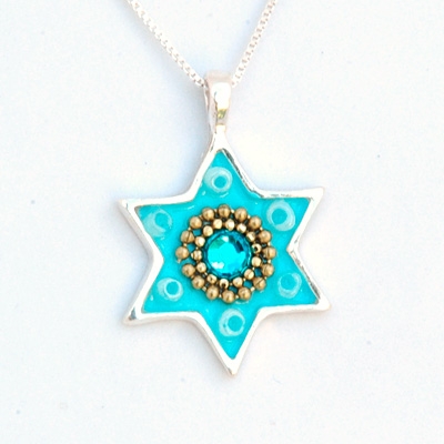 Baby Blue Star of David Necklace by Ester Shahaf