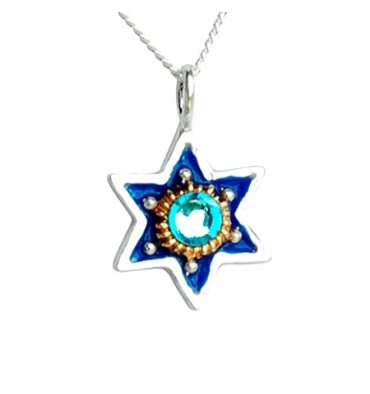 Bluish Star of David Necklace by Ester Shahaf