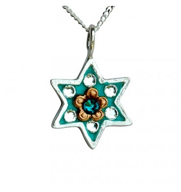 Star of David Necklace With Flower by Ester Shahaf