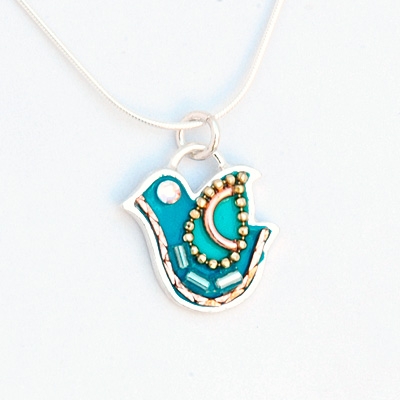 Turquoise Silver Dove Necklace