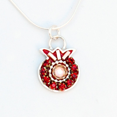 Burgondy Pomegranate Necklace by Ester Shahaf