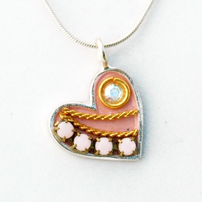 Pink Small Silver Heart Pendant