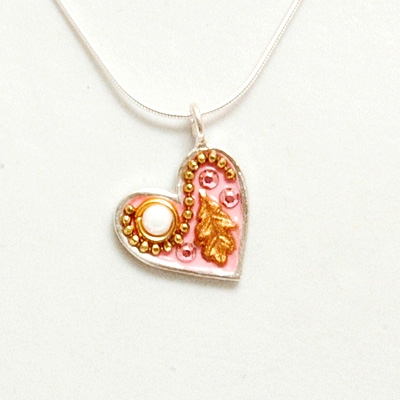 Pink Small Silver Heart Pendant