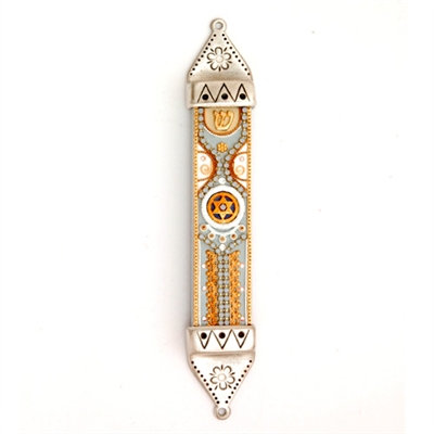 Grey Wood & Pewter Mezuzah Case by Ester Shahaf