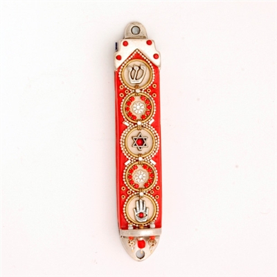 Red Mezuzah Case by Ester Shahaf