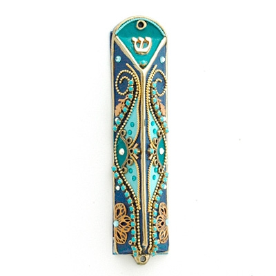 Blue Triangle Mezuzah Case by Ester Shahaf