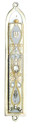 Grey & Golden Oriental Mezuzah Case  by Ester Shahaf