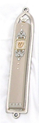 Basic Bige Oriental Mezuzah Case  by Ester Shahaf