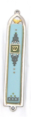 Basic Light Blue Oriental Mezuzah Case  by Ester Shahaf