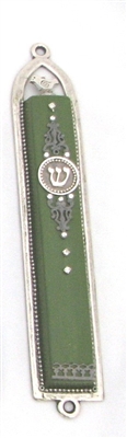 Basic Green Oriental Mezuzah Case  by Ester Shahaf