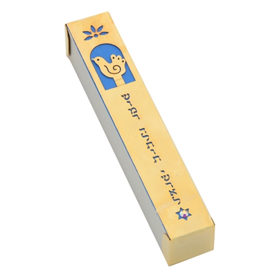 Dove Mezuzah Case - Gold and Blue by Ester Shahaf