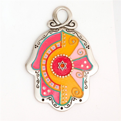 Multicolor Star of David  Hamsa Hand by Ester Shahaf