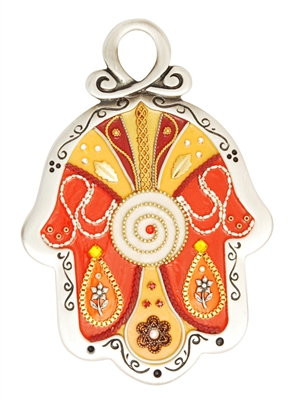 Orange Hamsa Hand by Ester Shahaf