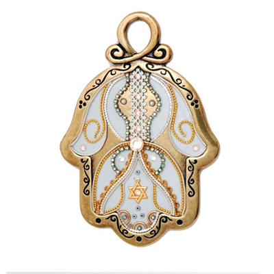 White & gold w. Star of Dvid Hamsa Hand by Ester Shahaf