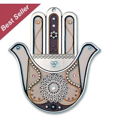 Doves and Flowers Hamsa Hand by Ester Shahaf - Good Luck Gifts