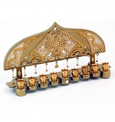 Golden Hanukkah Menorah by Ester Shahaf