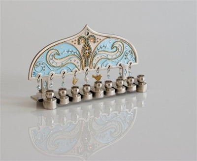 Light blue  Hanukkah Menorah by Ester Shahaf