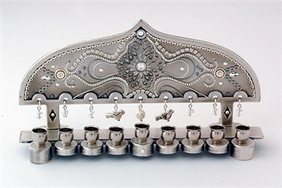 Silver  Hanukkah Menorah by Ester Shahaf