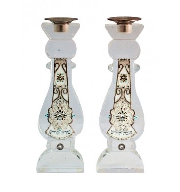 Crystal Shabbat Candle Holders by Ester Shahaf - Jewish Wedding Gifts