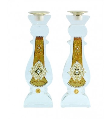 Star of David Crystal Shabbat Candlesticks by Ester Shahaf