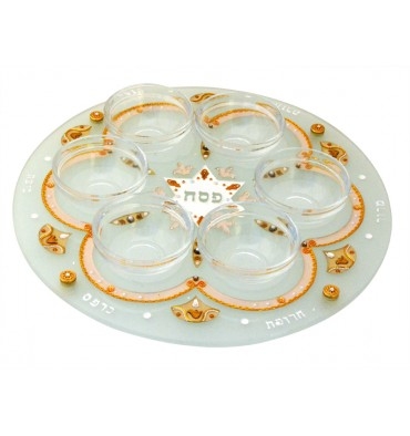 Hand Painted Passover Seder Plate by Ester Shahaf