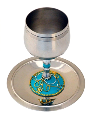 Turquoise Stainless Steel Kiddush Cup