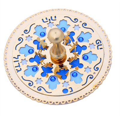 Blue Hamsa Golden Dreidel by Ester Shahaf