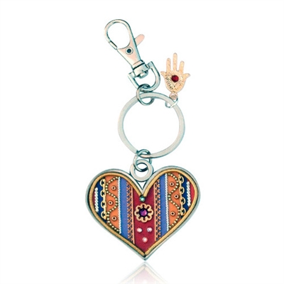 Heart Keyring by Ester Shahaf - Orange, Red and Blue